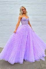 Trendy A Line Sweetheart Blue Corset Prom Dress with Appilques Ruffles