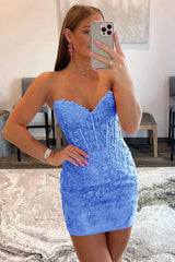 Royal Blue Sweetheart Homecoming Dress with Appliques