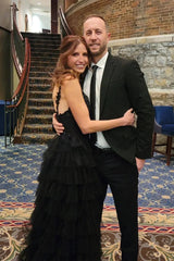 Gorgeous A Line V Neck Fuchsia/Royal Blue Long Prom Dress with Appliques