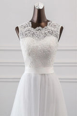 White Sweetheart Lace Up Sleeveless Long Wedding Dress