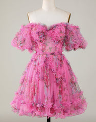 Pretty Cute Puff Sleeves A-Line Short Homecoming Party Dress