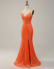 Mermaid Spaghetti Straps Lace Up-Corset Prom Dress With Split