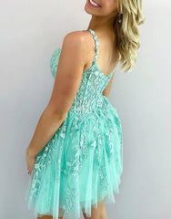 Cute A-Line Zipper Back Homecoming Dress With Appliques