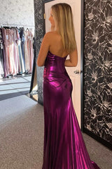 Sweetheart Black Corset Mermaid Prom Dress with Slit
