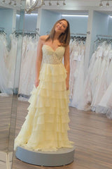 Sweetheart Red Corset Chiffon Ruffle Long Prom Dress