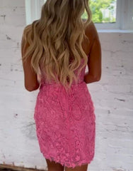 Fuchsia Sweetheart Corset Back Short Homecoming Dress