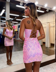 Gorgeous Blue Corset Black Glitter Mini Tight Party Dress