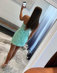 Light Green Strapless Corset Back Tight Homecoming Dress