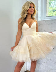 Lovely Pink Spaghetti Straps A-Line Tulle Homecoming Dress