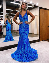 Mermaid V-Neck Gorgeous Patterns Prom Dress