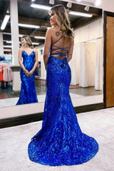 Mermaid V-Neck Sweep Train Prom Dress With Sequin