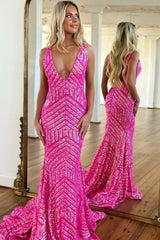 Sexy Sparkly Sequin Deep V-Neck Long Corset Prom Party Dress