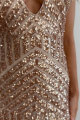 Sexy Sparkly Sequin Deep V-Neck Long Corset Prom Party Dress