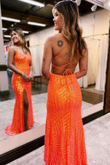 Sparkly Sequin Long Glitter Prom Party Dress With Split