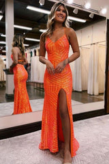 Sparkly Sequin Long Glitter Prom Party Dress With Split