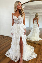 Sparkly Hot Pink A-Line Off The Shoulder Long Tiered Prom Dress With Appliques