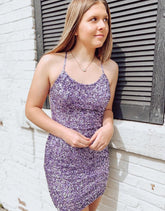 Purple Bodycon Criss-Cross Back Sequin Homecoming Dress