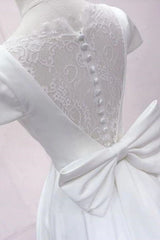 White A Line Cap Sleeves Homecoming Dress