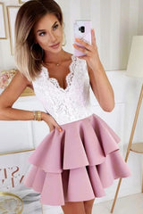 White And Purple Short Mini Homecoming Dress