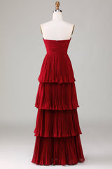 Strapless Emerald Green Ruffle Multi-Layer Long Prom Dress