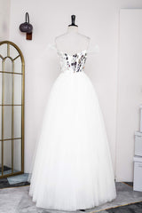White Off-the-Shoulder Cut Mirror Sequin A-Line Prom Dress