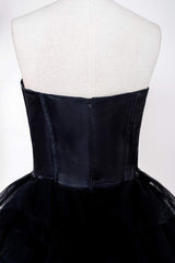 Sweetheart Black Layered Tulle A-Line Prom Dress