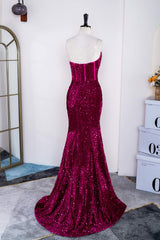 Sweetheart Fuchsia Sequin Mermaid Prom Dress