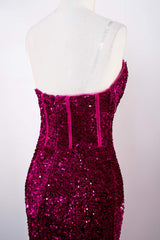Sweetheart Fuchsia Sequin Mermaid Prom Dress
