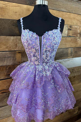 Tulle Sequin Sheer Corset Bodice Ruffle Homecoming Dress