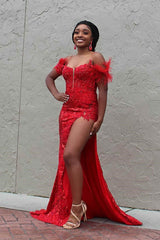 Light Blue Appliques Long Prom Dress with Detachable Feathered Shoulder