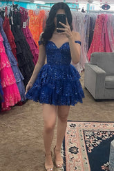 Tiered Corset Homecoming Dress with Sequin