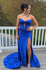 Sweetheart Cut Out Mermaid Long Prom Dress with Slit