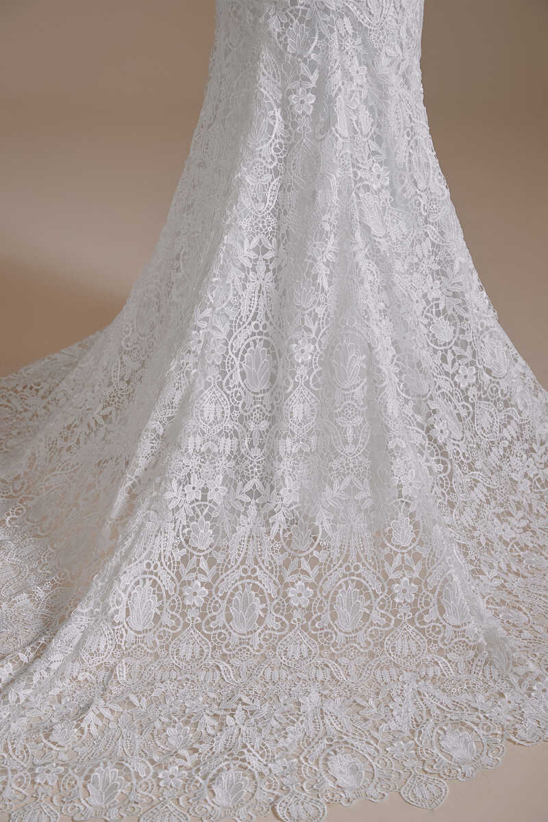 White Lace Bustier Lace-Up Mermaid Wedding Dress