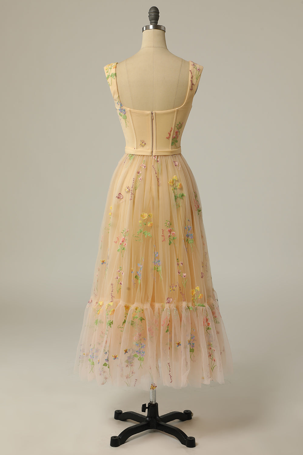 A Line Sweeheart Champagne Prom Dress with Embroidery