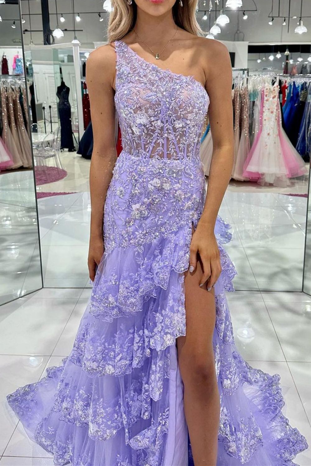 Sparkly Off The Shoulder Long Mermaid Prom Dress With Appliques And Split