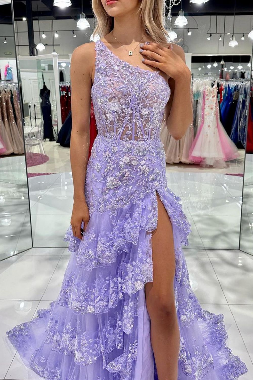Sparkly Off The Shoulder Long Mermaid Prom Dress With Appliques And Split