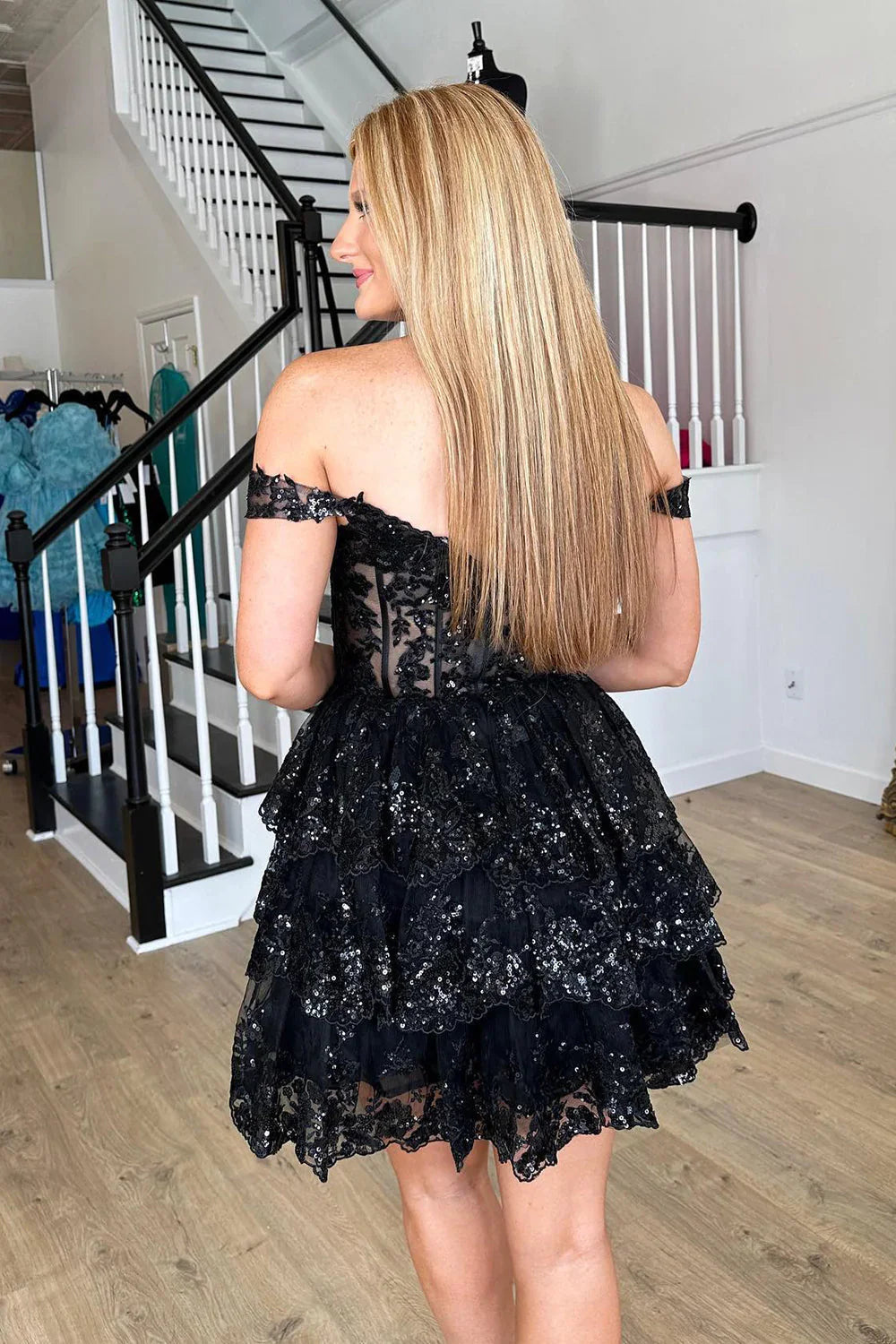 A Line Fchsia Homecoming Dress Seeing Sparkles Off the Shoulder with Ruffles