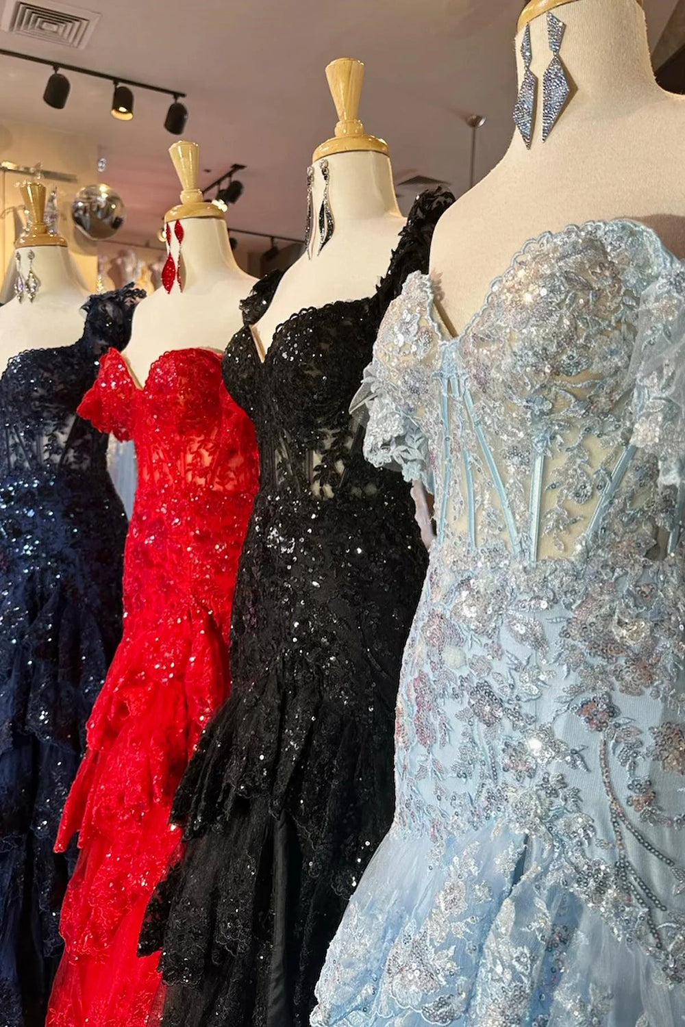 Sparkly Off The Shoulder Long Mermaid Prom Dress With Appliques And Split