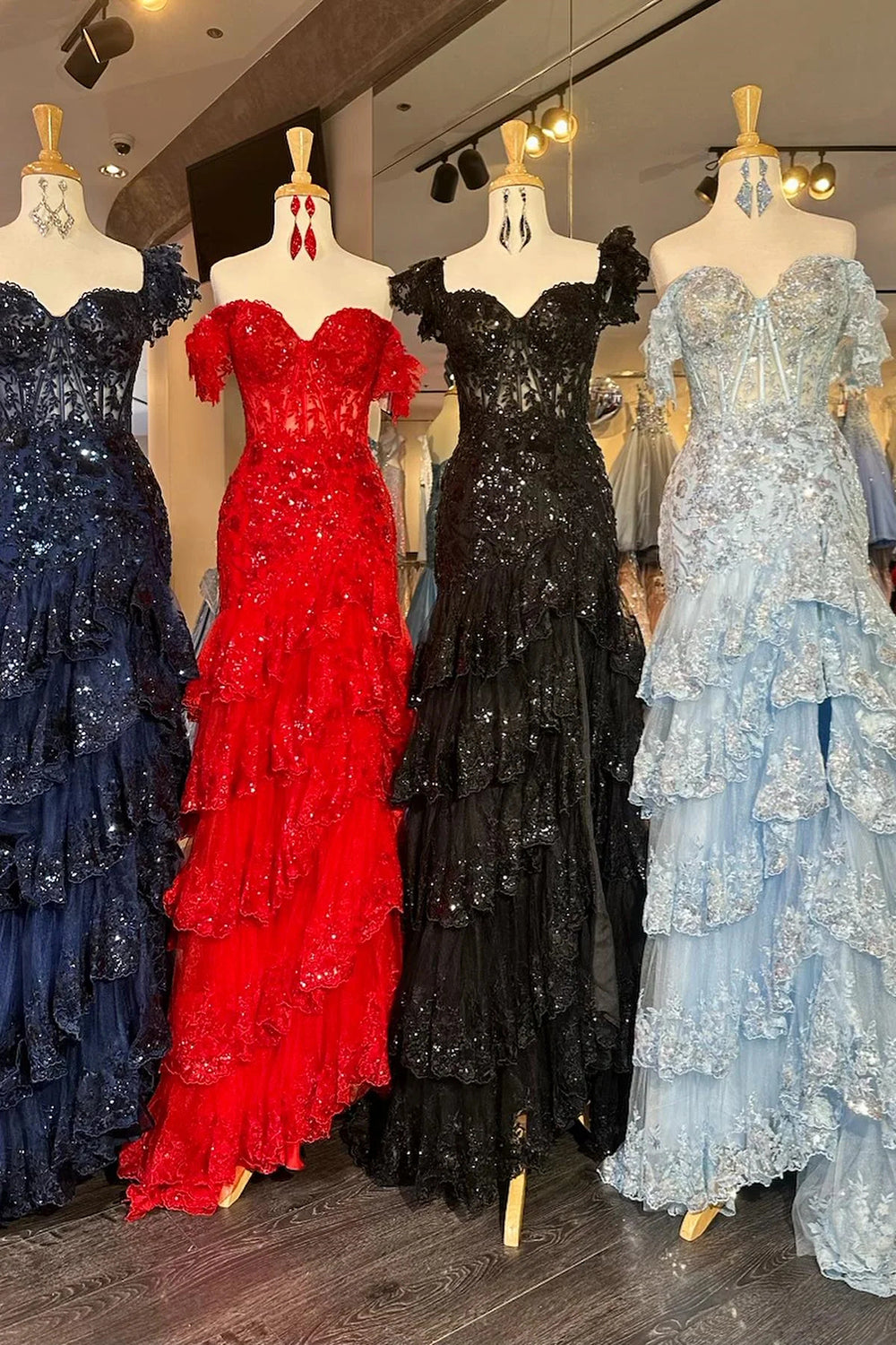 Sparkly Off The Shoulder Long Mermaid Prom Dress With Appliques And Split