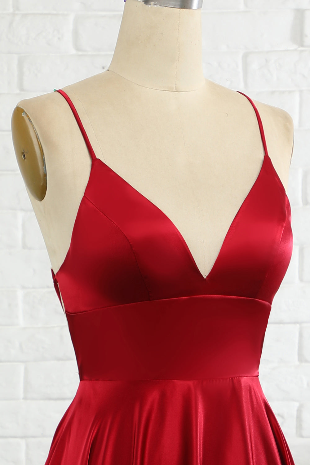 Simple A Line Spaghetti Straps Burgundy Long Prom Dress