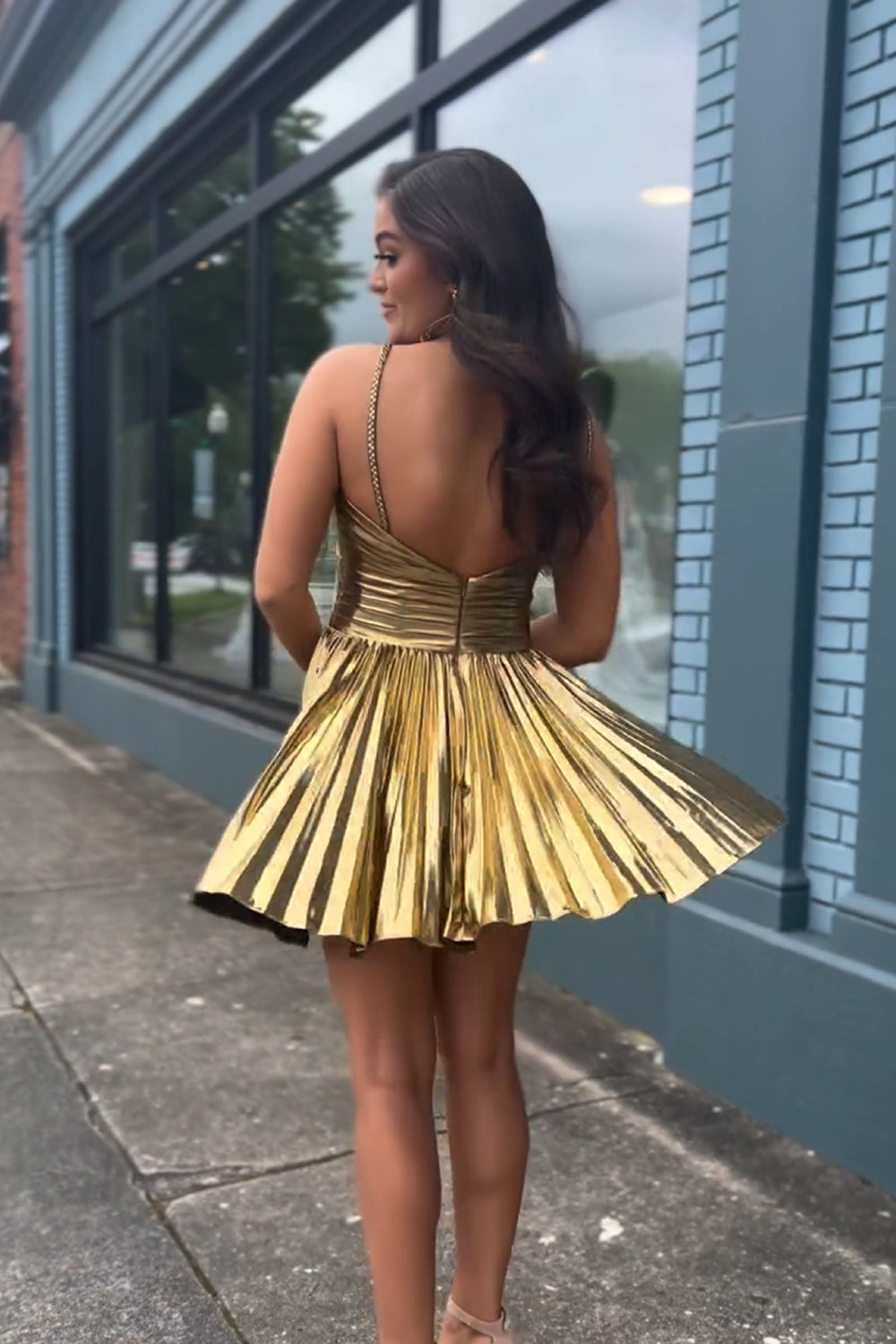 Dark Purple A Line Halter Short Homecoming Dress