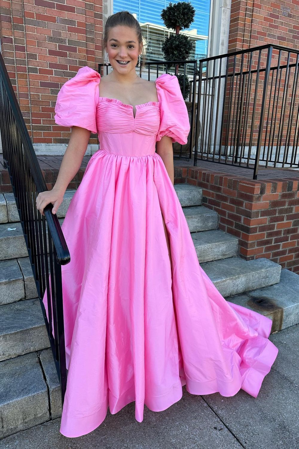 Trendy A Line Sweetheart Fuchsia Corset Prom Dress with Bowknot
