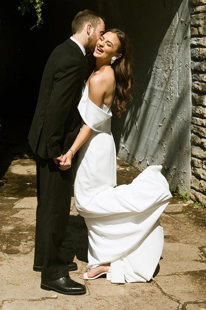 Elegant White Off-the-Shoulder Mermaid Long Wedding Dress