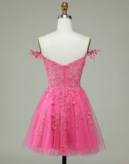 A-Line Spaghetti Straps Short Tulle Homecoming Dress With Appliques