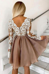 A-line Knee Length Long Sleeves Homecoming Dress