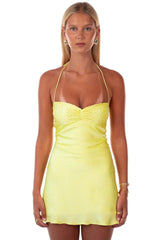 Satin Ruched Bust Lace Up  Mini Homecoming Dress with Sequin