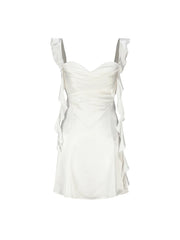 Blush Pink Ruffle Strap Mini Homecoming Dress with Side Cutouts