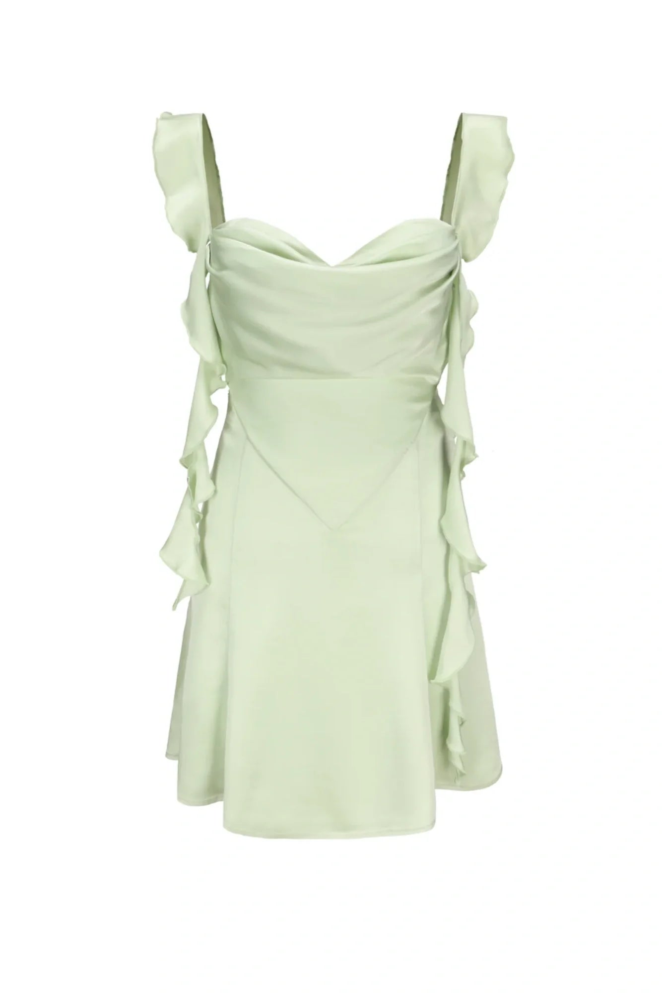 Blush Pink Ruffle Strap Mini Homecoming Dress with Side Cutouts