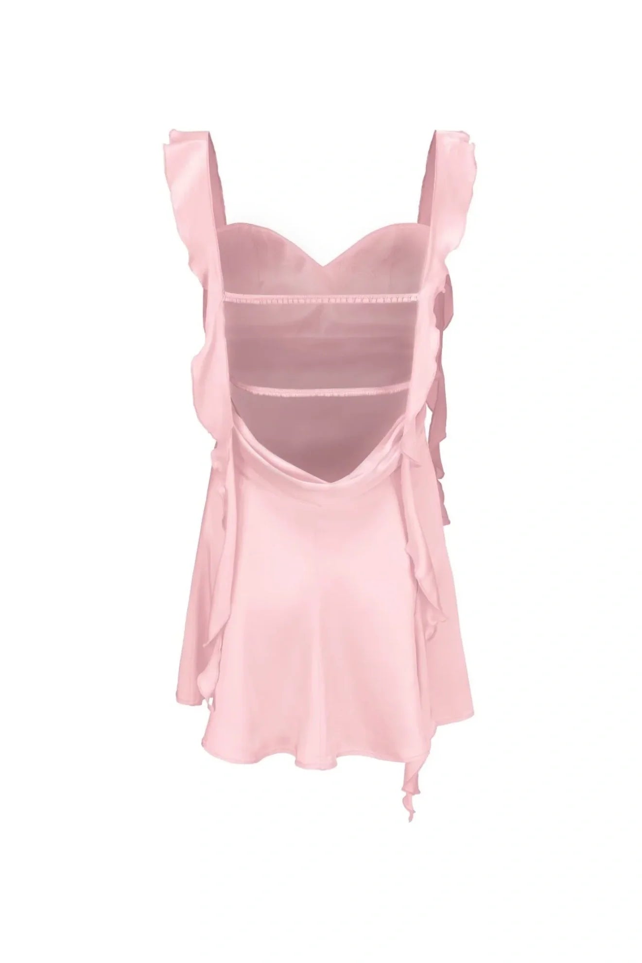 Blush Pink Ruffle Strap Mini Homecoming Dress with Side Cutouts
