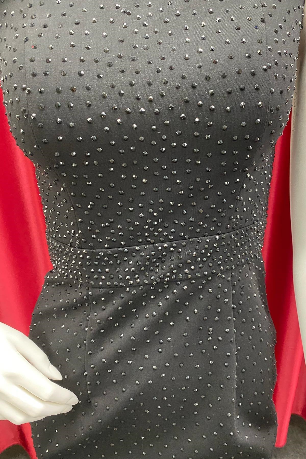 Cute Cap Sleeves Black Short Homecoming Dress with Rhinestones